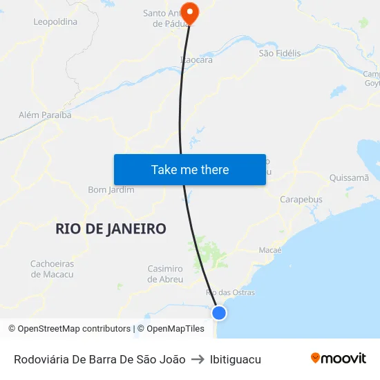 Rodoviária De Barra De São João to Ibitiguacu map
