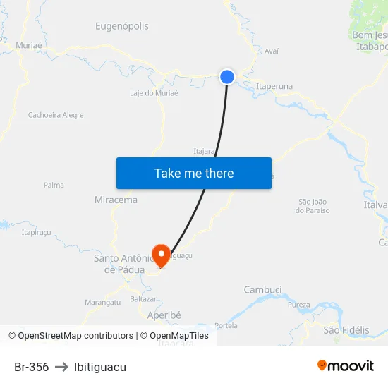 Br-356 to Ibitiguacu map