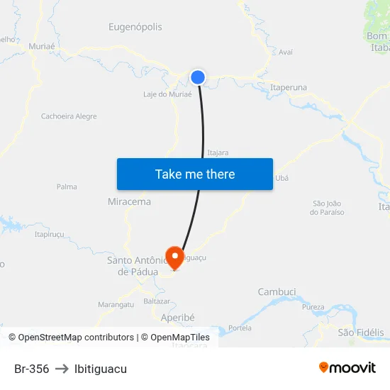 Br-356 to Ibitiguacu map
