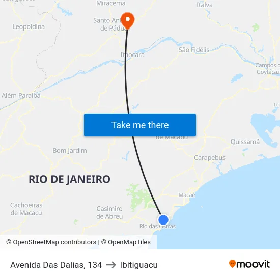 Avenida Das Dalias, 134 to Ibitiguacu map