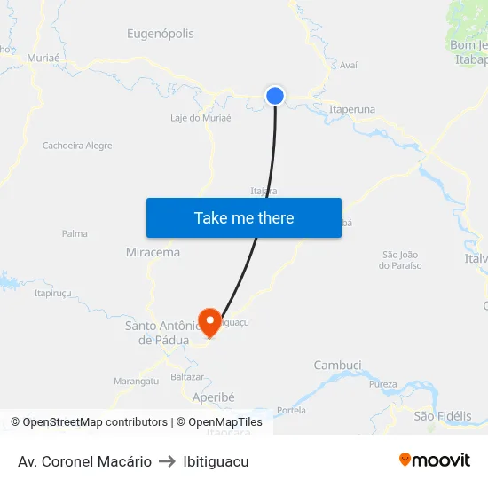 Av. Coronel Macário to Ibitiguacu map