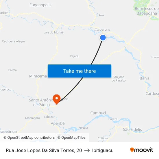 Rua Jose Lopes Da Silva Torres, 20 to Ibitiguacu map