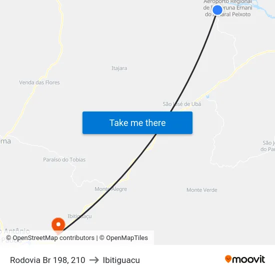 Rodovia Br 198, 210 to Ibitiguacu map