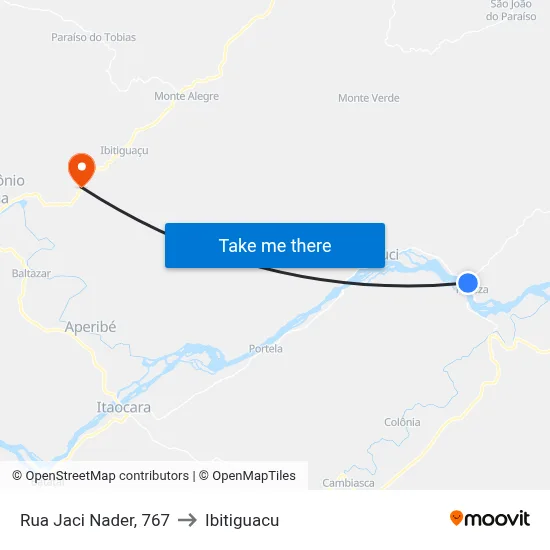 Rua Jaci Nader, 767 to Ibitiguacu map