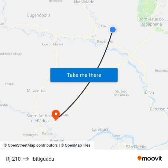 Rj-210 to Ibitiguacu map