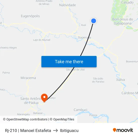 Rj-210 | Manoel Estafeta to Ibitiguacu map