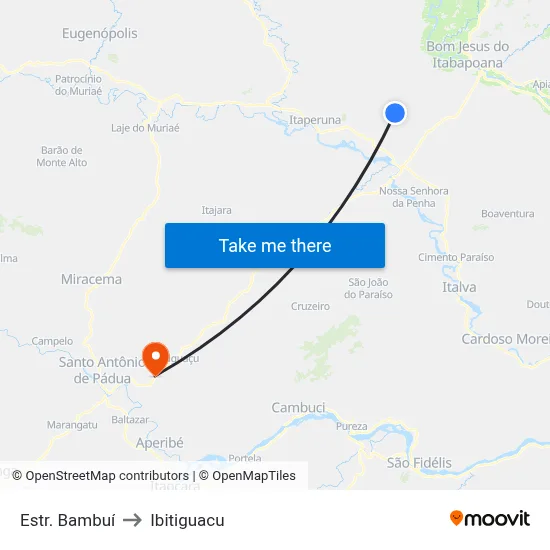 Estr. Bambuí to Ibitiguacu map