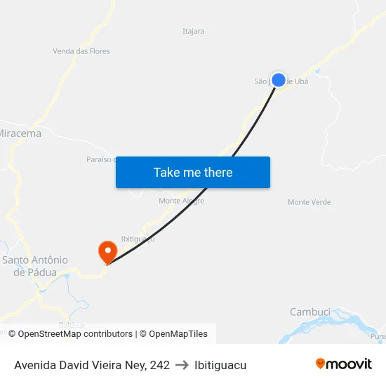 Avenida David Vieira Ney, 242 to Ibitiguacu map