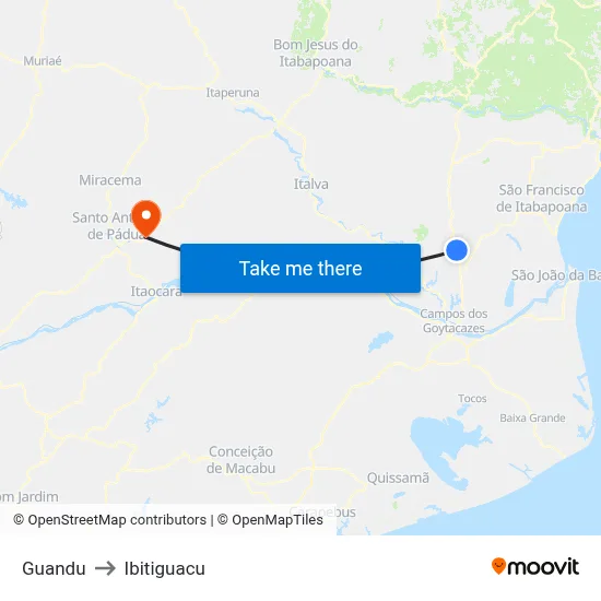 Guandu to Ibitiguacu map
