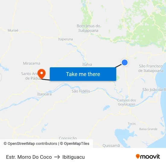 Estr. Morro Do Coco to Ibitiguacu map