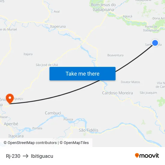 Rj-230 to Ibitiguacu map