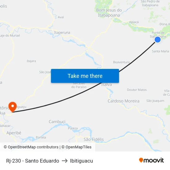 Rj-230 - Santo Eduardo to Ibitiguacu map
