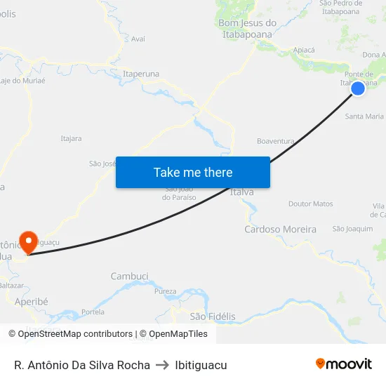 R. Antônio Da Silva Rocha to Ibitiguacu map
