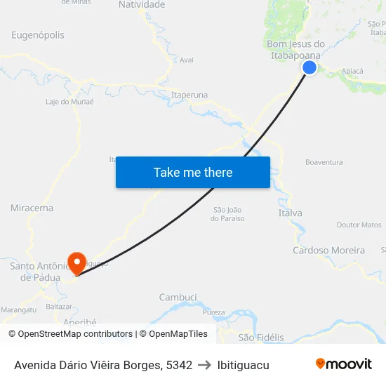 Avenida Dário Viêira Borges, 5342 to Ibitiguacu map