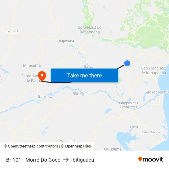 Br-101 - Morro Do Coco to Ibitiguacu map