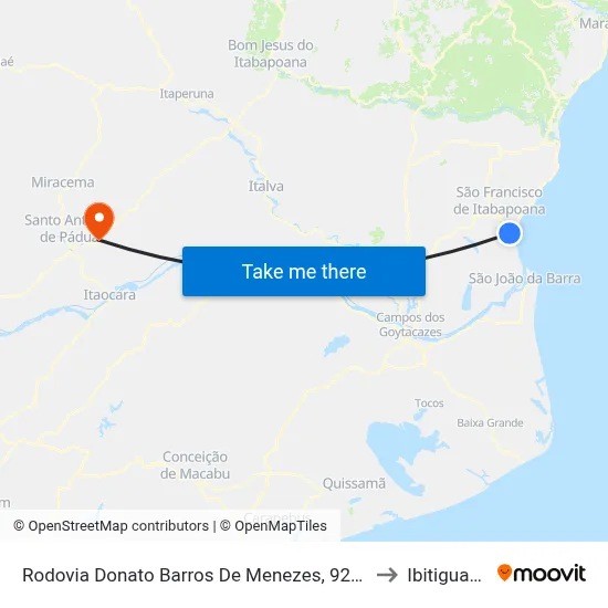 Rodovia Donato Barros De Menezes, 9237 to Ibitiguacu map