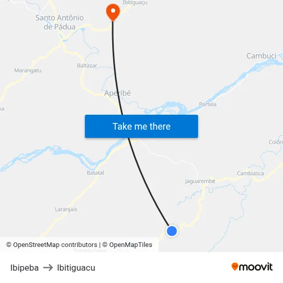 Ibipeba to Ibitiguacu map