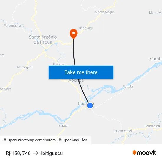 Rj-158, 740 to Ibitiguacu map