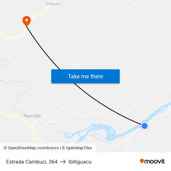 Estrada Cambuci, 364 to Ibitiguacu map
