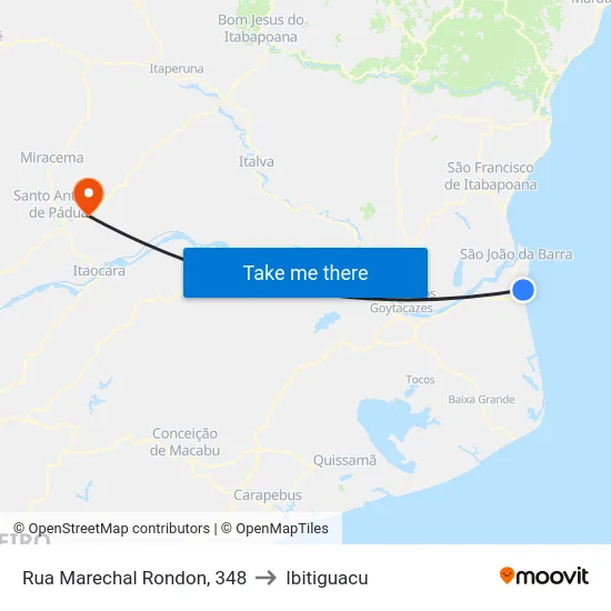 Rua Marechal Rondon, 348 to Ibitiguacu map