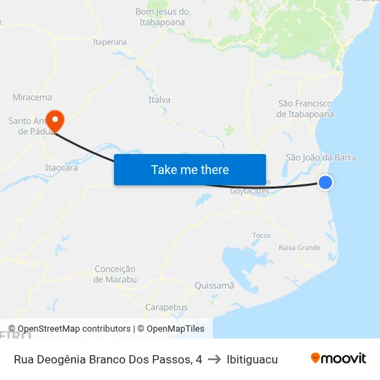 Rua Deogênia Branco Dos Passos, 4 to Ibitiguacu map
