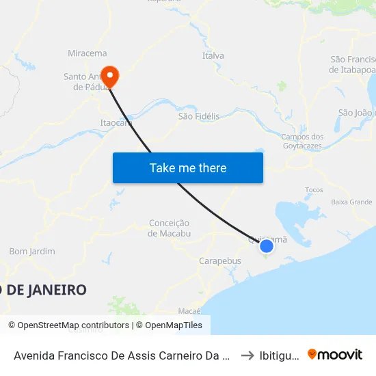 Avenida Francisco De Assis Carneiro Da Silva, 1184 to Ibitiguacu map