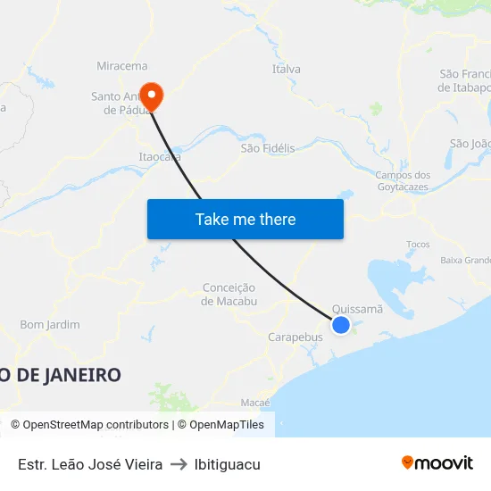 Estr. Leão José Vieira to Ibitiguacu map