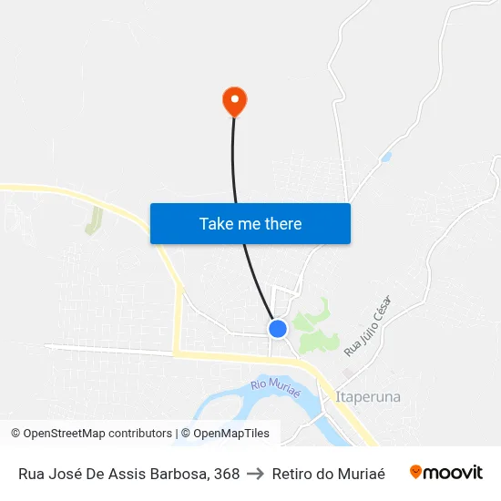 Rua José De Assis Barbosa, 368 to Retiro do Muriaé map