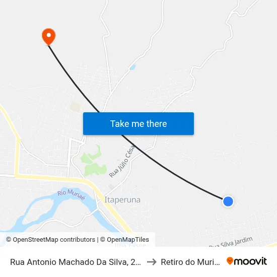 Rua Antonio Machado Da Silva, 246 to Retiro do Muriaé map