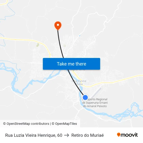 Rua Luzia Vieira Henrique, 60 to Retiro do Muriaé map