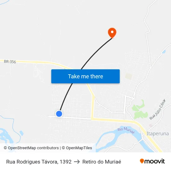 Rua Rodrigues Távora, 1392 to Retiro do Muriaé map