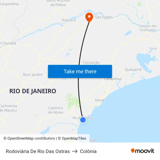 Rodoviária De Rio Das Ostras to Colônia map