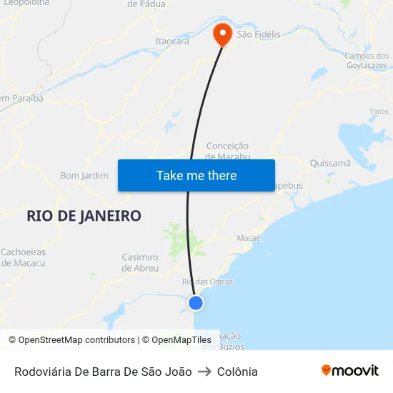 Rodoviária De Barra De São João to Colônia map