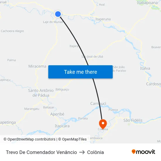 Trevo De Comendador Venâncio to Colônia map