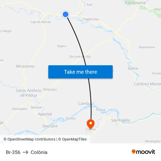 Br-356 to Colônia map