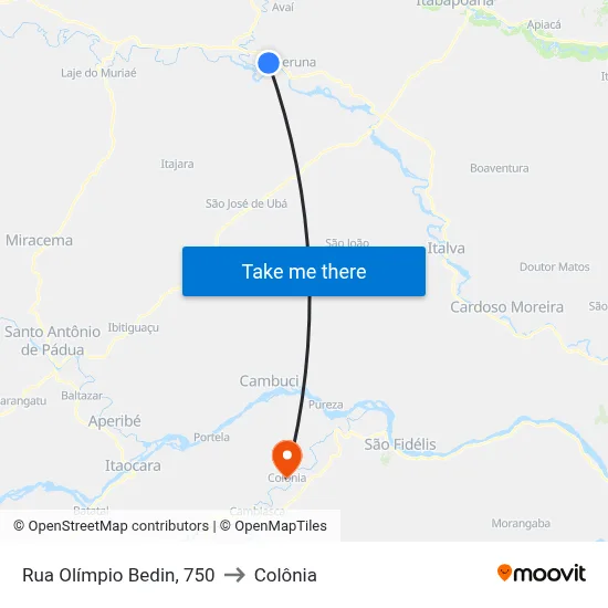 Rua Olímpio Bedin, 750 to Colônia map