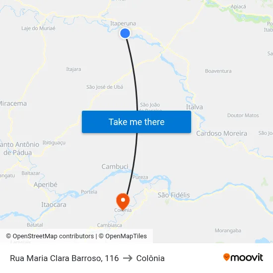 Rua Maria Clara Barroso, 116 to Colônia map