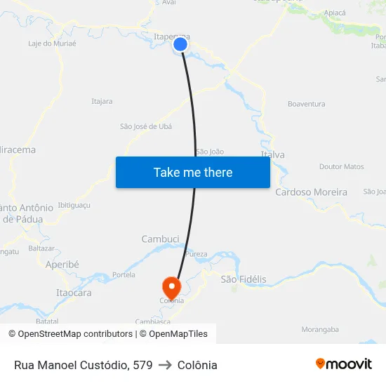 Rua Manoel Custódio, 579 to Colônia map
