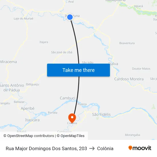 Rua Major Domingos Dos Santos, 203 to Colônia map