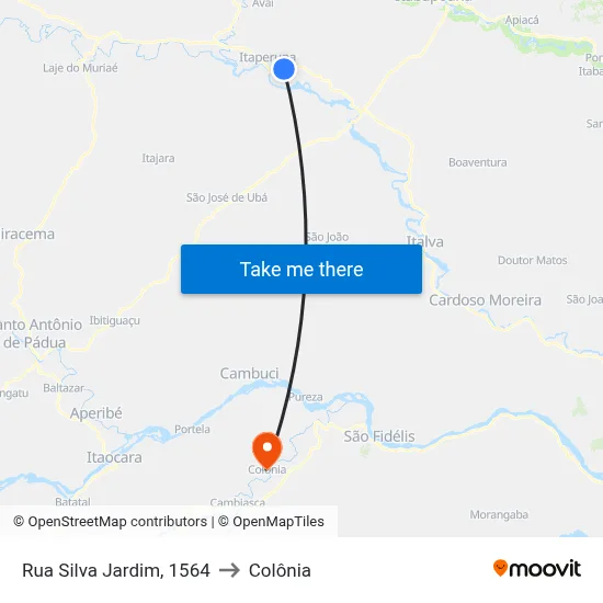 Rua Silva Jardim, 1564 to Colônia map