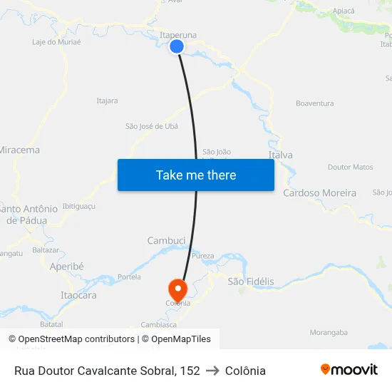 Rua Doutor Cavalcante Sobral, 152 to Colônia map