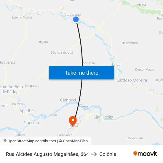 Rua Alcídes Augusto Magalhães, 664 to Colônia map