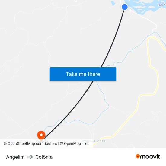 Angelim to Colônia map