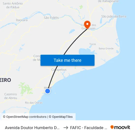Avenida Doutor Humberto De Queiroz Matoso Próximo Ao 523 to FAFIC - Faculdade de Filosofia de Campos map