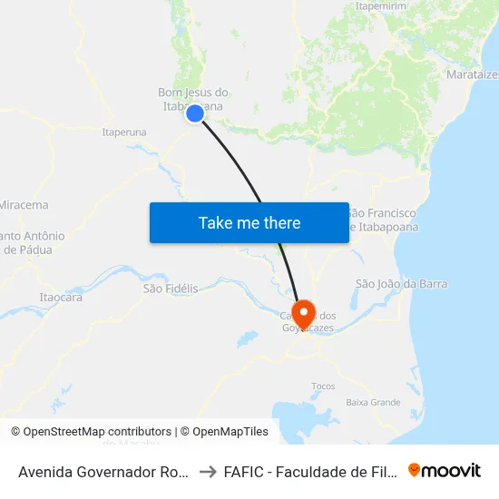 Avenida Governador Roberto Silveira, 573 to FAFIC - Faculdade de Filosofia de Campos map