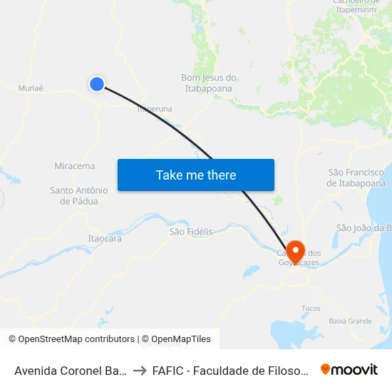 Avenida Coronel Balbino, 674 to FAFIC - Faculdade de Filosofia de Campos map
