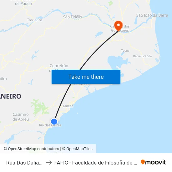 Rua Das Dálias, 23 to FAFIC - Faculdade de Filosofia de Campos map