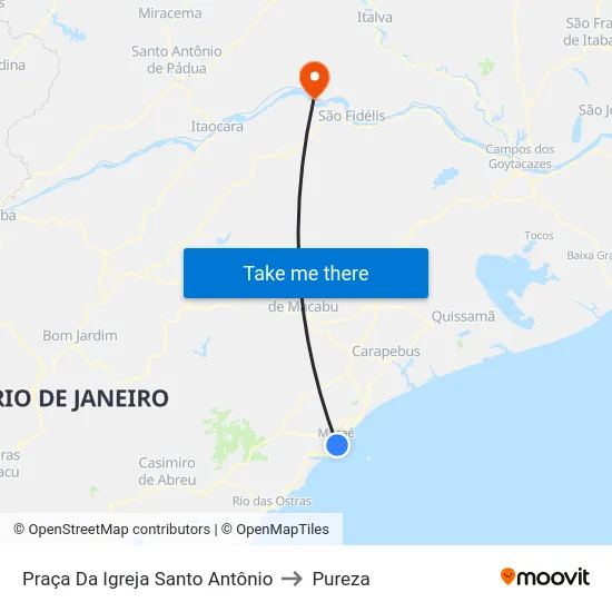 Praça Da Igreja Santo Antônio to Pureza map