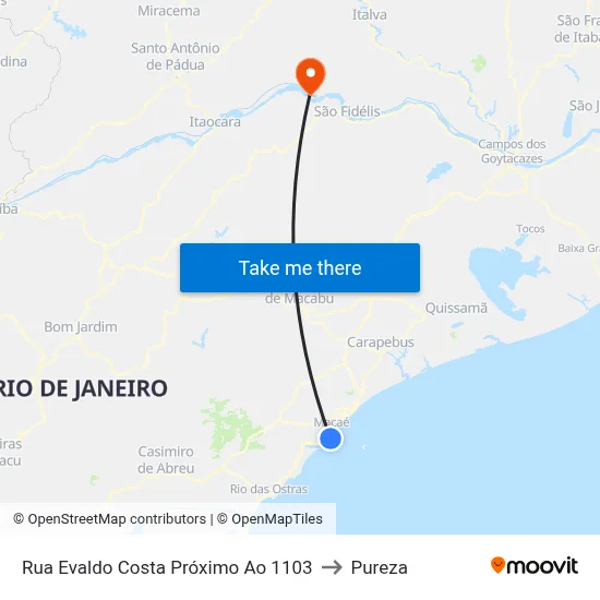 Rua Evaldo Costa Próximo Ao 1103 to Pureza map