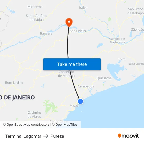Terminal Lagomar to Pureza map